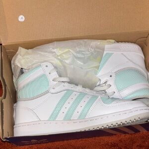 Adidas Gazelle Hightop White and Mint Sneakers